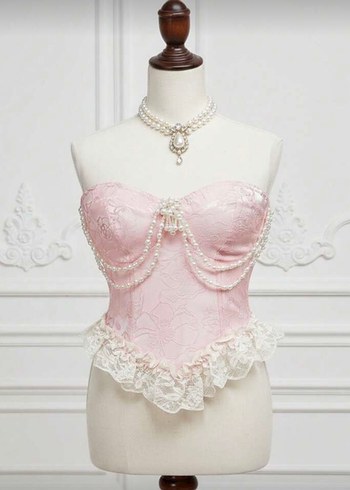 Dantel Detaylı Pembe Straplez Büstiyer - Görsel 3