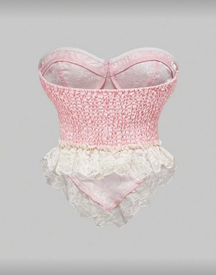 Dantel Detaylı Pembe Straplez Büstiyer - Görsel 2