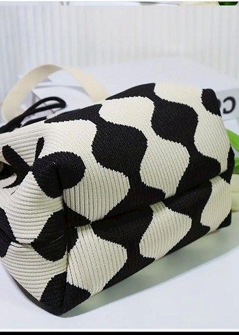  Beden Bohem Zebra Desenli Örgü Kadın Çanta
