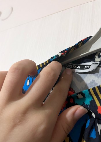 Renkli Bohem Uzun Kollu Pilili Elbise - Görsel 3