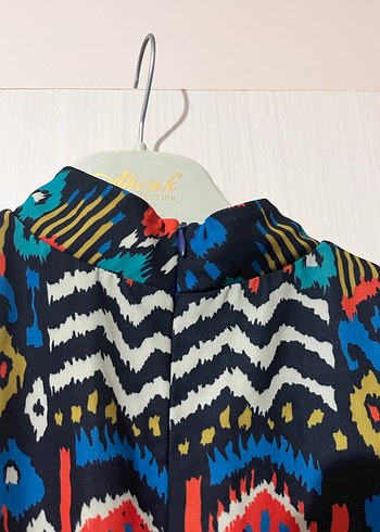 Renkli Bohem Uzun Kollu Pilili Elbise - Görsel 6