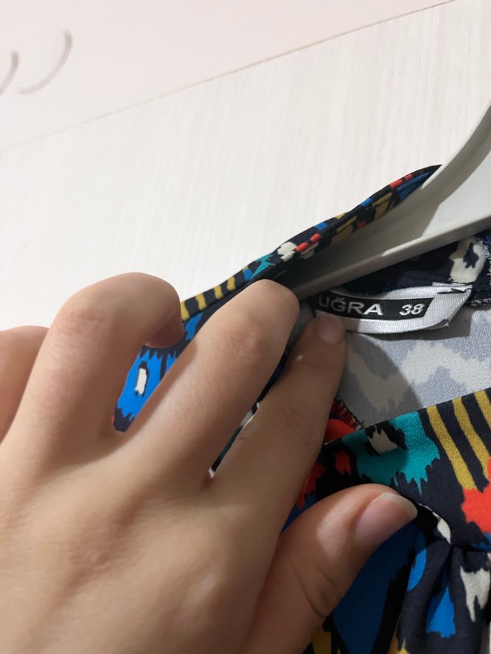 Renkli Bohem Uzun Kollu Pilili Elbise - Görsel 3