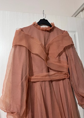 Kadın Bej Uzun Abiye Elbise - Görsel 2