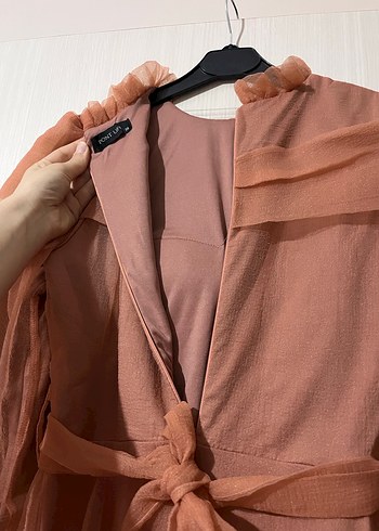 Kadın Bej Uzun Abiye Elbise - Görsel 4