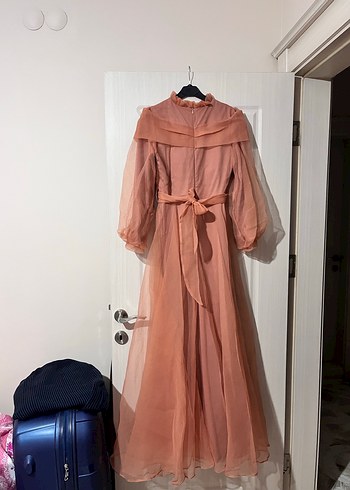 Kadın Bej Uzun Abiye Elbise - Görsel 3