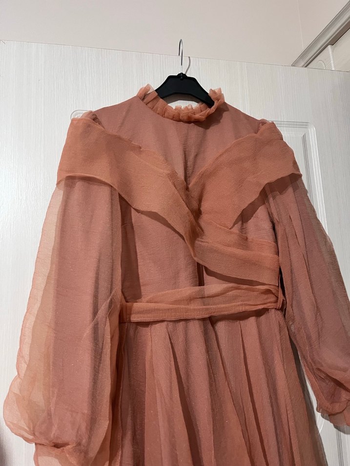 Kadın Bej Uzun Abiye Elbise - Görsel 2