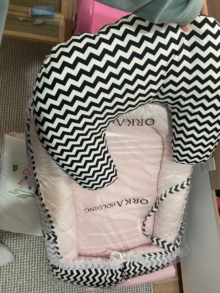 Pembe Baskılı Bebek Uyku Yatağı baby nest - Görsel 3