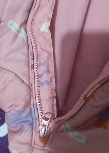 Kürklü Kapüşonlu Pembe Desenli Bebek Tulumu - Görsel 3