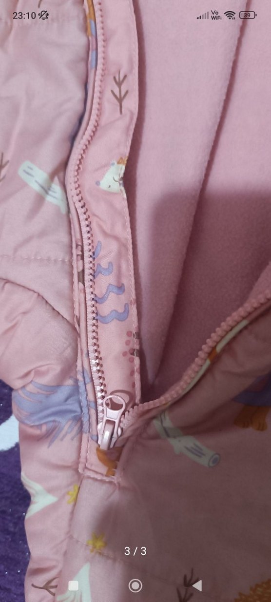 Kürklü Kapüşonlu Pembe Desenli Bebek Tulumu - Görsel 3