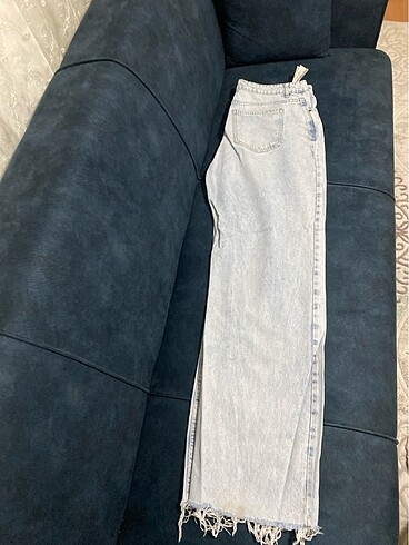 Geniş paça buz mavisi jeans