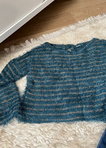 Nakışlı Triko Üst ve Kot Pantolon Bebek Kız Takımı - Görsel 2