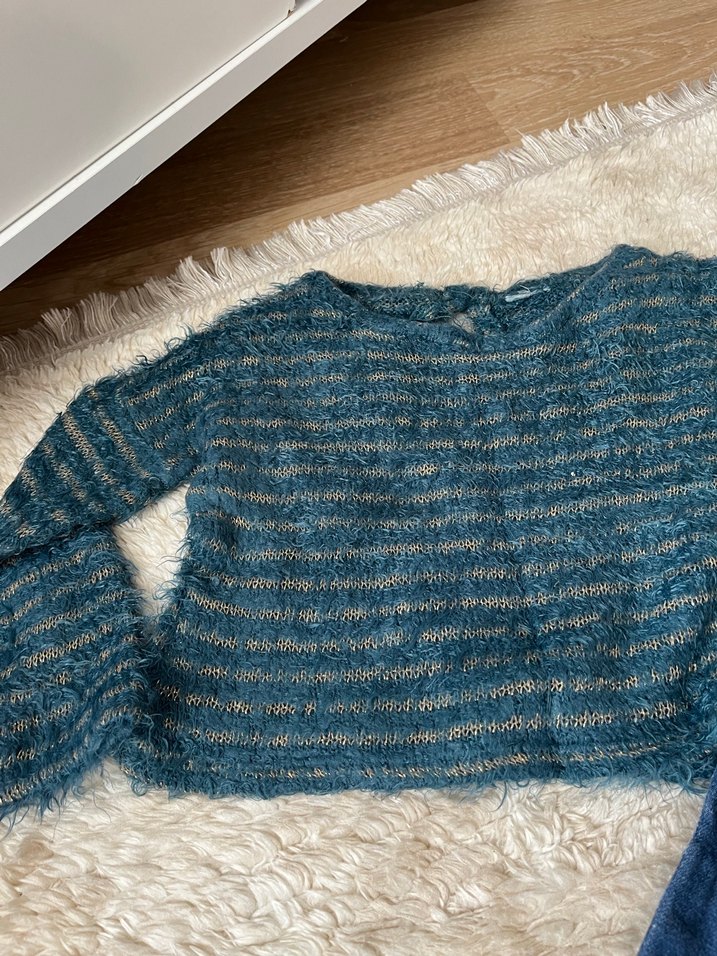 Nakışlı Triko Üst ve Kot Pantolon Bebek Kız Takımı - Görsel 2