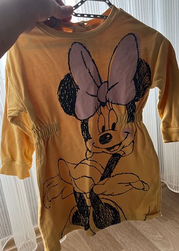 Sarı Uzun Kollu Kız Elbisesi Fiyonklu - Görsel 3