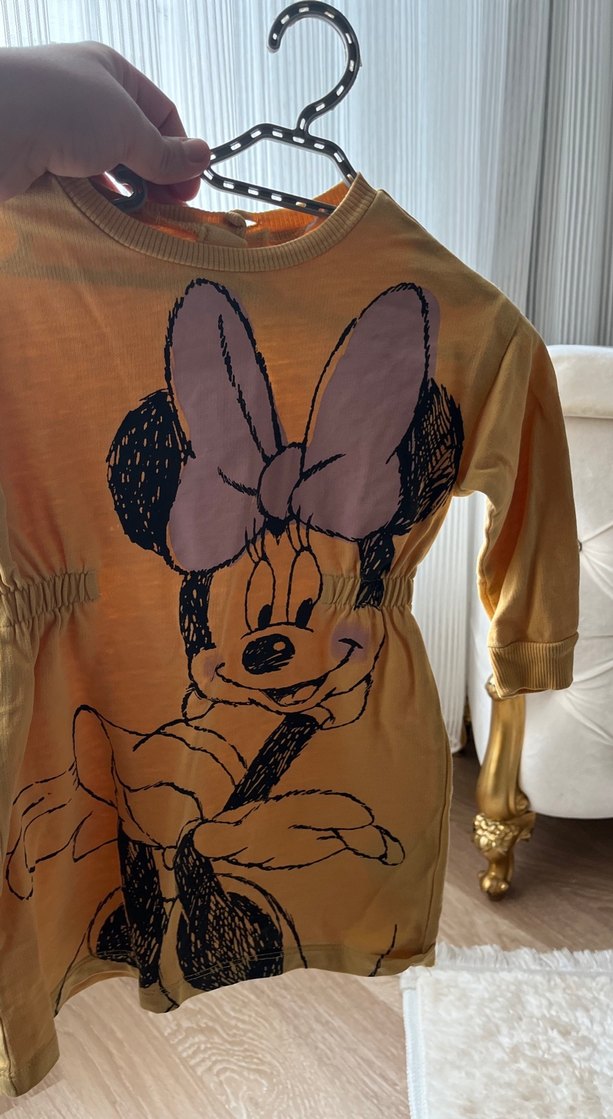 Sarı Uzun Kollu Kız Elbisesi Fiyonklu - Görsel 4