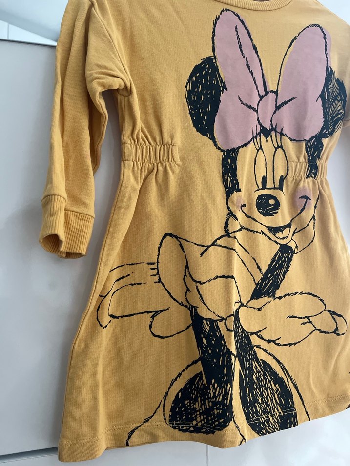 Sarı Uzun Kollu Kız Elbisesi Fiyonklu - Görsel 2