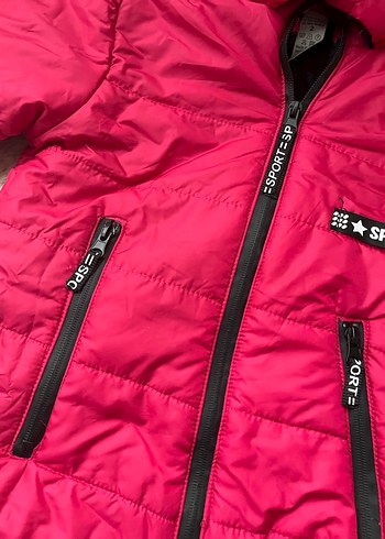 Kız Çocuk Kapüşonlu Renkli Mont - Görsel 3