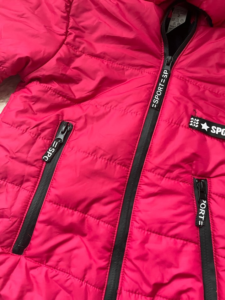 Kız Çocuk Kapüşonlu Renkli Mont - Görsel 3