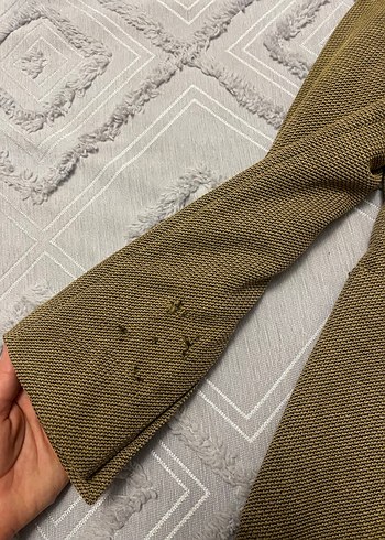 Klasik Kesim Kahverengi Keten Ceket - Görsel 8