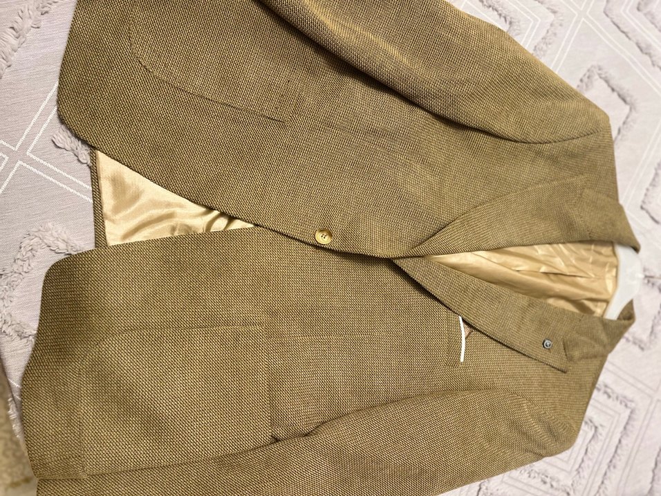 Klasik Kesim Kahverengi Keten Ceket - Görsel 4