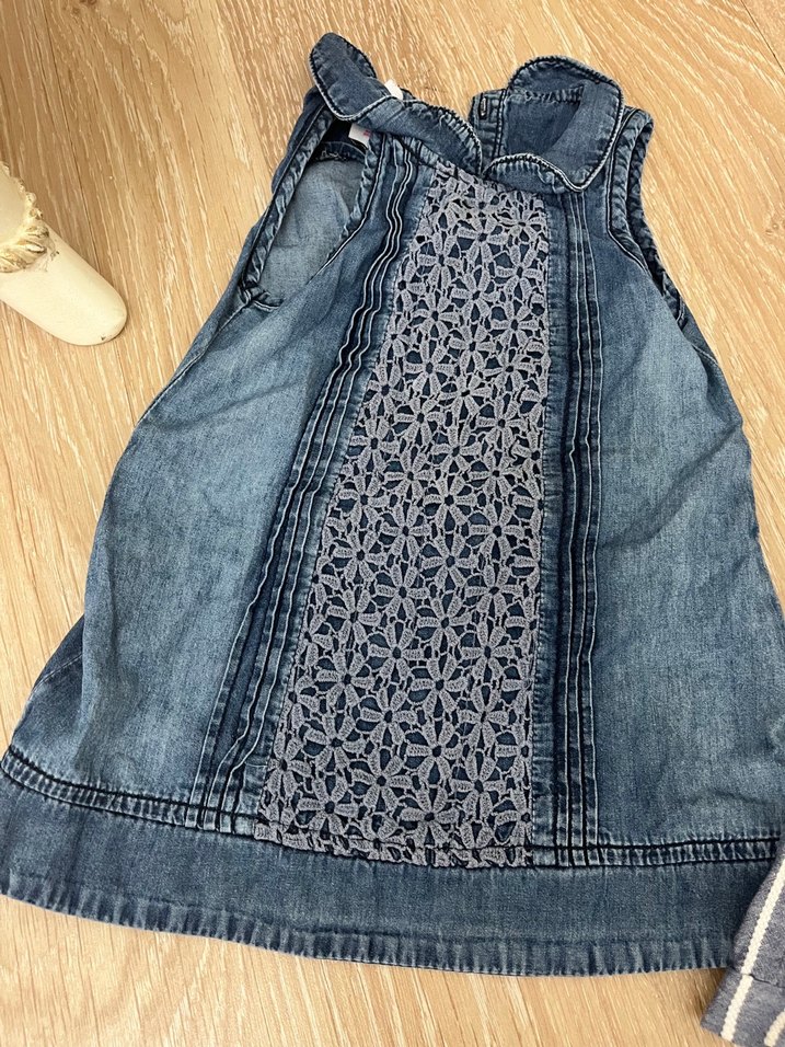 Nakışlı ve Dantelli Kız Kot Tulum ikili Fıyat - Görsel 3