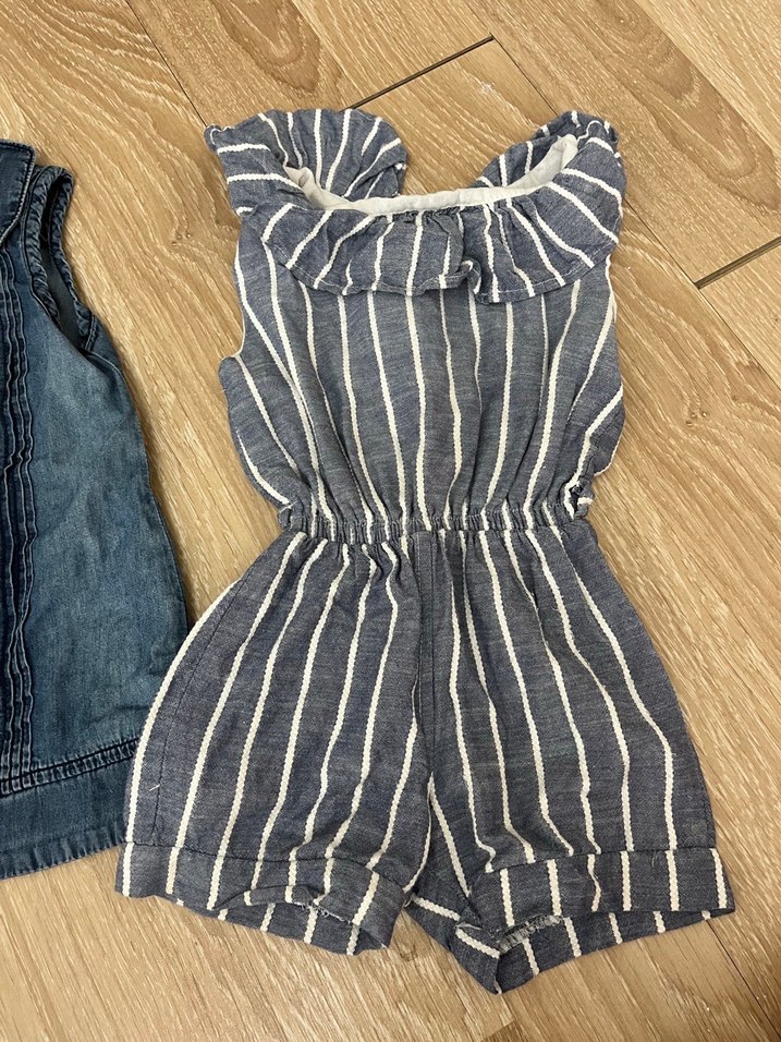 Nakışlı ve Dantelli Kız Kot Tulum ikili Fıyat - Görsel 2