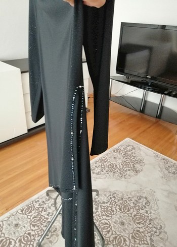 Uzun Siyah asimetrik kesim degaje yaka kadın elbise.. - Görsel 2