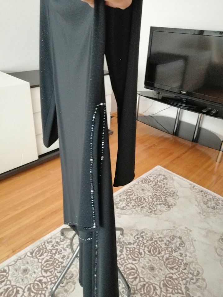 Uzun Siyah asimetrik kesim degaje yaka kadın elbise.. - Görsel 2