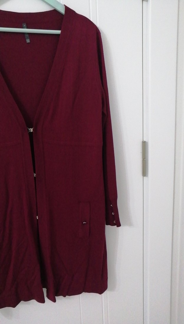 Bordo  tunik boy Kadın Hırka.. - Görsel 2