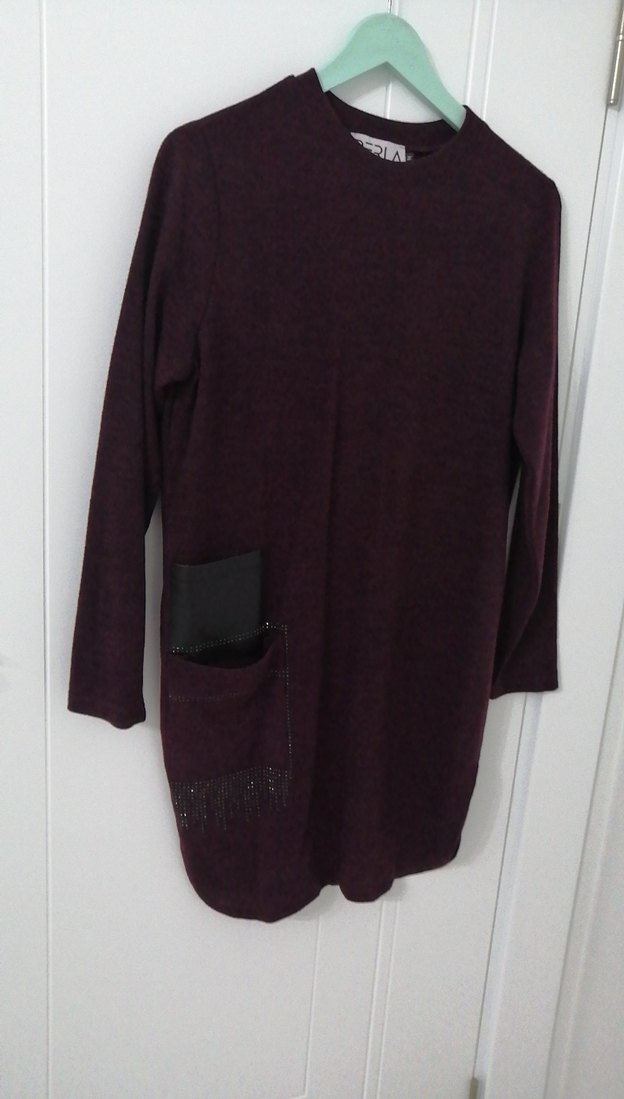 Bordo kışlık Uzun Kollu Salaş Tunik - Görsel 2