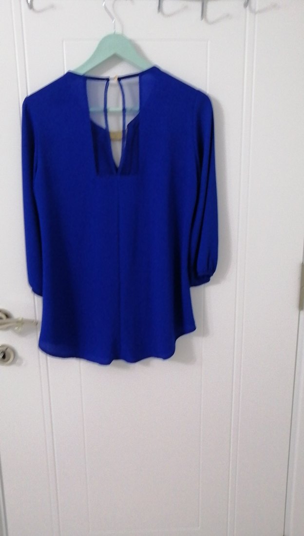 Mavi öpücük  Yaka Kadın Bluz - Görsel 2