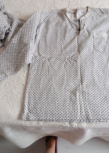 Gri Erkek Uzun Kollu Düğmeli Pijama Takımı - Görsel 5