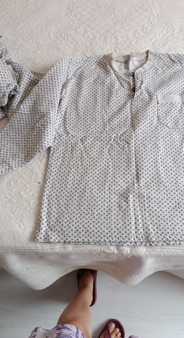 Gri Erkek Uzun Kollu Düğmeli Pijama Takımı - Görsel 5