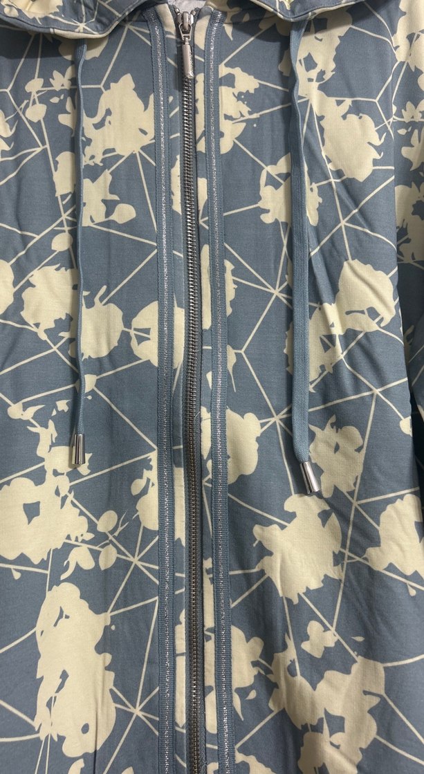 Kapüşonlu Bağlama Desenli Gri Kadın Ceket - Görsel 4