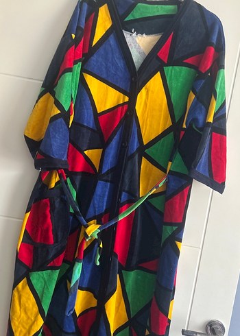 Çok Renkli Bohem Uzun Kadın Sabahlık - Görsel 2