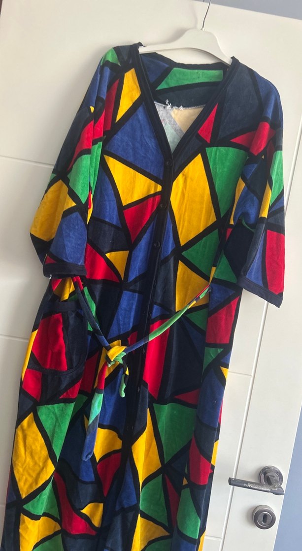 Çok Renkli Bohem Uzun Kadın Sabahlık - Görsel 2