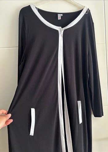 Uzun Kollu Siyah Fermuarlı tunik - Görsel 2