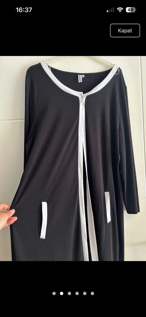Uzun Kollu Siyah Fermuarlı tunik - Görsel 2