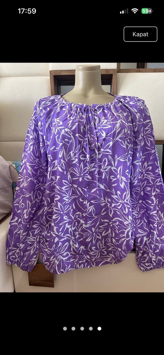 Bohem Uzun Kollu Mor Desenli Bluz - Görsel 4