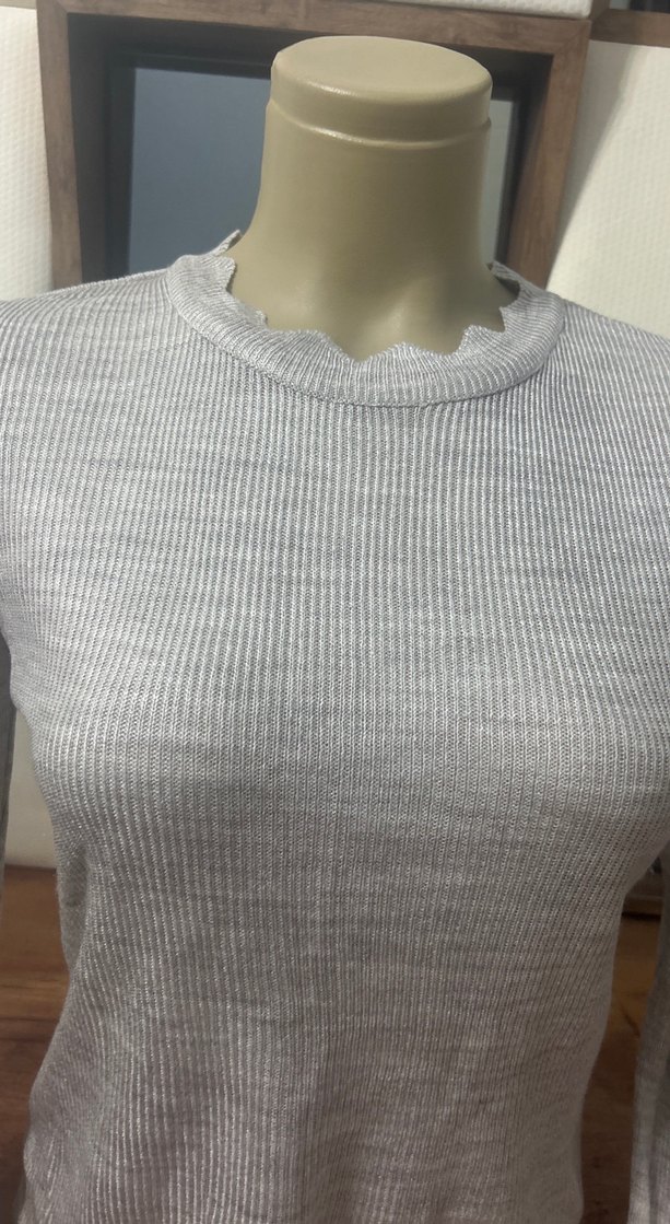 Gri Uzun Kollu Triko Kadın Kazak - Görsel 2