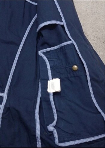 Erkek Lacivert Denim Fermuarlı Ceket - Görsel 4