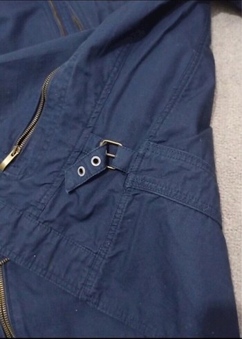 Erkek Lacivert Denim Fermuarlı Ceket - Görsel 3