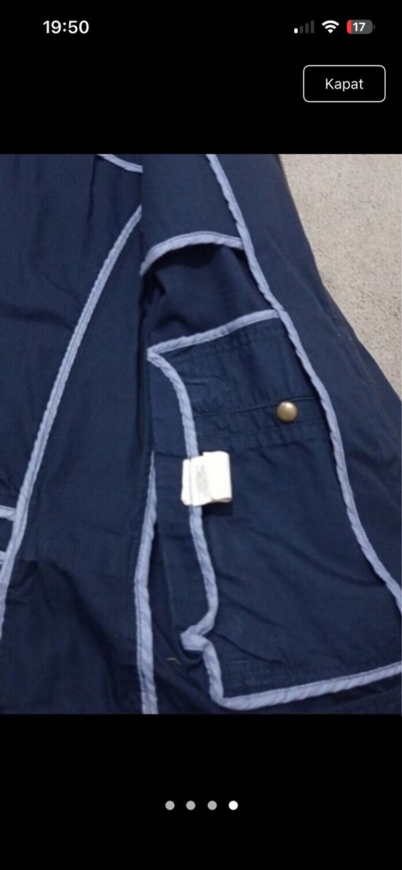 Erkek Lacivert Denim Fermuarlı Ceket - Görsel 4