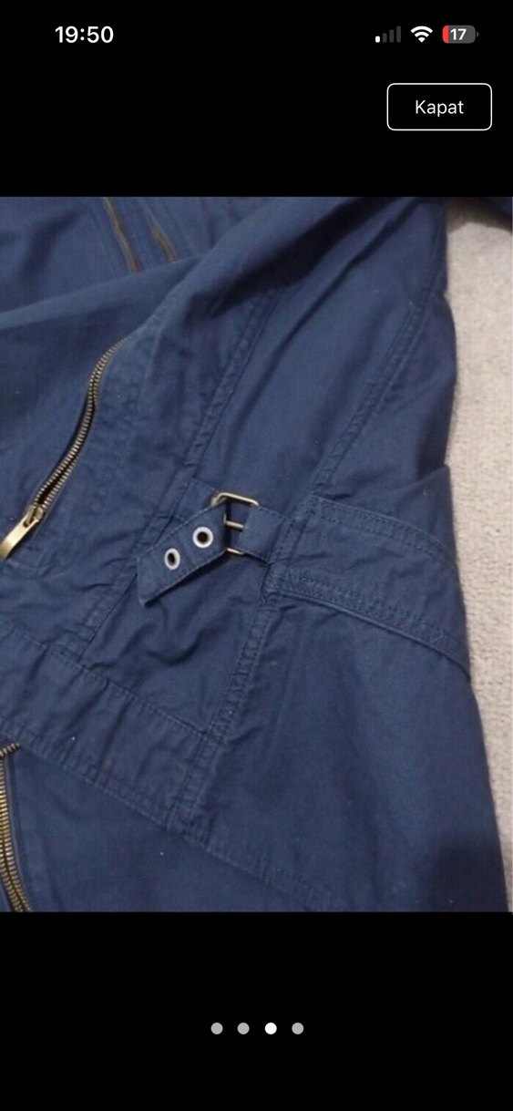 Erkek Lacivert Denim Fermuarlı Ceket - Görsel 3