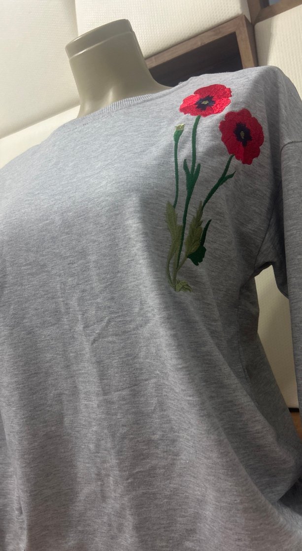 Gri Uzun Kollu Kadın Sweatshirt - Görsel 2