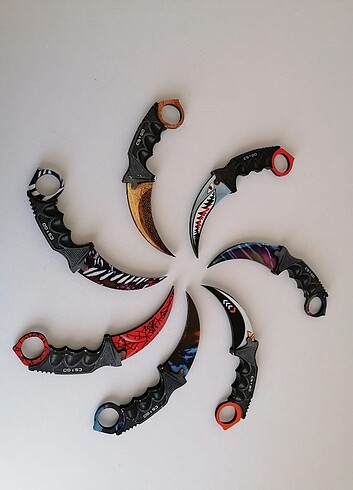Ahşap Cs-go Baskılı Karambit Oyuncak 7'li 