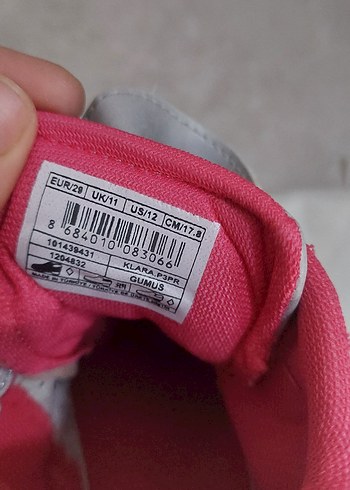 29 Beden pembe Renk Kız Çocuk Gri-Pembe Cırtlı Sneakers