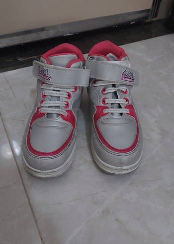 Kız Çocuk Gri-Pembe Cırtlı Sneakers