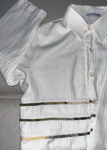 Beyaz kız Çocuk Keten Gömlek - Görsel 3