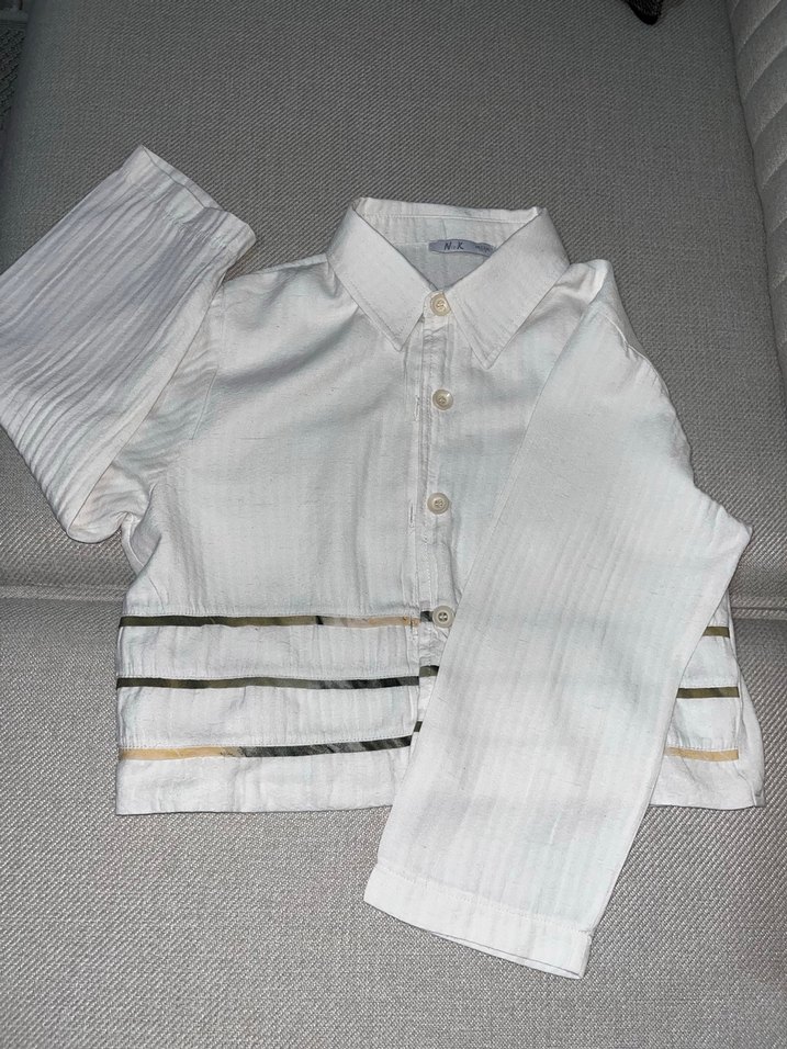 Beyaz kız Çocuk Keten Gömlek - Görsel 2