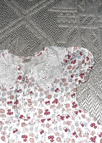 Kız Çocuk Beyaz Nakışlı Bohem Elbise - Görsel 2